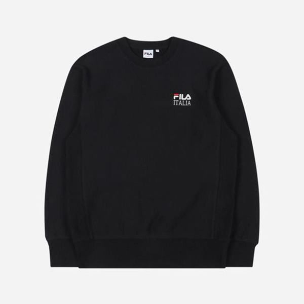 Fila Small Linear Embroidered Men's Sweatshirts - Black,NZ 27-15408